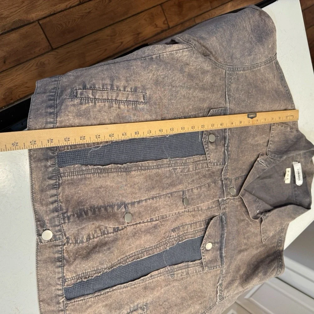 POL Sample Embroidery Patchwork Distressed Brown Jacket Womens Sz S Oversized - Picture 6 of 7